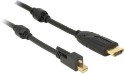 Delock Kábel mini Displayport 1.2-dugós csatlakozó csavarral HDMI-csatlakozódugó 4K aktív fekete5m