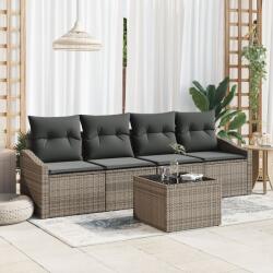 vidaXL Комплект дивани 5 бр. Сив полиратан (3355258)