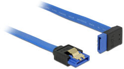 Delock SATA-kábel, 6 Gb/s, hüvely, egyenes SATA hüvely, felfelé ívelt, 50 cm, kék aranyszínu kapcs