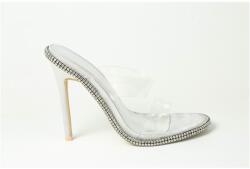 Plain Сандали Plain Women's Flat Sandal - Silver Satin