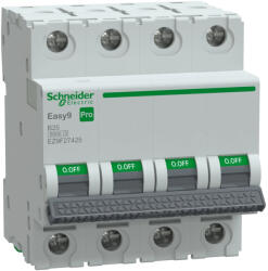 Schneider Electric EASY9 PRO EZ9F27425 Kismegszakító 4P, 25A, B karakterisztika, 6 kA (EZ9F27425)