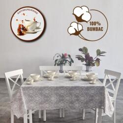 Pucioasa Fata de masa teflonata din bumbac, rotunda, diametru 160cm, model baroc gri V1 Fata de masa