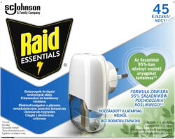 Raid Essential Elektromos 45 éjszakás szúnyogirtó illatmentes Készülék+UTÁNTÖLTŐ folyadék 27 ml (5000204328592)