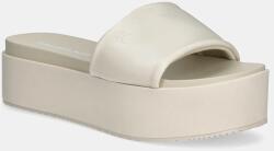 Calvin Klein Jeans papucs FLATFORM SANDAL SLIDE IN NYLON bézs, női, platformos, YW0YW01791 - bézs Női 38