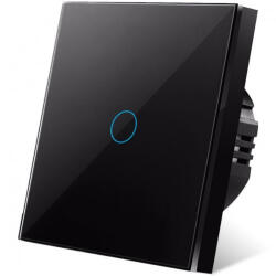 iUni Intrerupator touch iUni 1F, Sticla Securizata, LED, Black (550188)