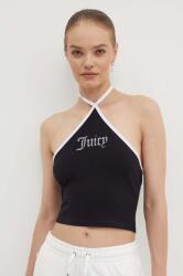 Juicy Couture top CONTRAST CROSS OVER HALTER TOP női, fekete, JCWCT24304 - fekete L