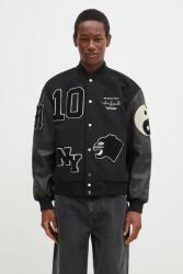 Mki Miyuki Zoku gyapjú bomber dzseki Patch Varsity fekete, átmeneti, PATCH. VARSITY. BLACK - fekete L