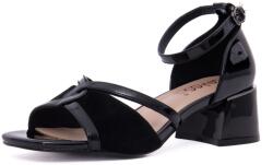 PASS Collection Sandale dama din piele naturala lacuita, PASS Collection, 8VH2442-V1025 01-L, negru