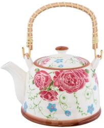 Clayre & Eef Ceainic cu infuzor ceramica cu decor floral roz 18 cm x 14 cm x 12 h / 0.7 L (6CETE0020)