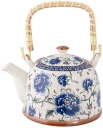 Clayre & Eef Ceainic cu infuzor ceramica alba albastra 18 cm x 14 cm x 12 h / 0.7 L (6CETE0008)