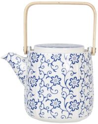 Clayre & Eef Ceainic din portelan alb albastru cu maner auriu 16 cm x 11 cm x 12 h , 0.8 L (6CETE0094)