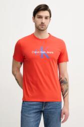 Calvin Klein Jeans pamut póló piros, férfi, nyomott mintás, LV040EM286 - narancssárga XL