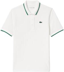 Lacoste Pique Polo Shirt With Contrast Striped Collar- white - Alb