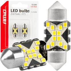 AMiO Set 2 Becuri LED CANBUS, C5W Festoon 31mm, 12SMD 2016, 5500K, 12 24V (04235)