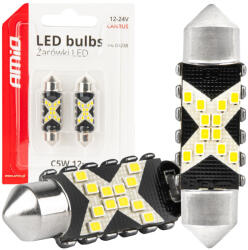 AMiO Set 2 Becuri LED CANBUS, C5W Festoon 41mm, 12SMD 2016, 5500K, 12 24V (04238)