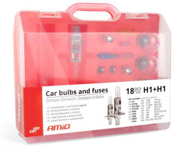 AMiO Trusa Becuri Rezerva Halogen si Sigurante Auto, 18 Piese (2x H1) (01495)