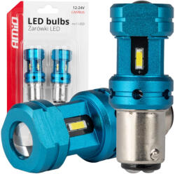 AMiO Bec LED CANBUS 1157 (BAY15D, P21 5W) 4SMD Alb, 12V 24V - Fara Eroare Bord (04253)