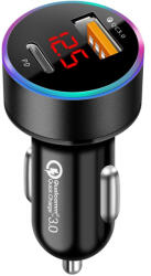 Flippy Incarcator Auto 2 in 1, Flippy, Port USB Fast Charge QC3.0 si Type C, PD 20W, Negru (teo-132797)