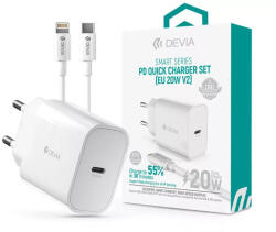 DEVIA 20W PD gyorstöltő töltő adapter + 1m USB C Lightning kábel szett (20w-pd-lighningkabel-szett)
