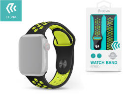DEVIA Apple Watch lyukacsos sport szíj - Devia Deluxe Series Sport2 Band - 42/44/45/49mm - fekete/sárga (IMW296937)