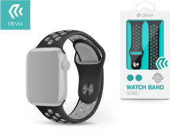 DEVIA Apple Watch lyukacsos sport szíj - Devia Deluxe Series Sport2 Band - 42/44/45/49mm - fekete/szürke - iphonemuhely
