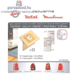 INVEST Sp. z o. o Papír porzsák, 6 darabos kiszerelésben GYÁRI + 2FILTER ROWENTA kompatibilis (R15GY) (R15GY)