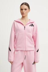 Adidas felső Z. N. E. rózsaszín, női, nyomott mintás, kapucnis, JC5393 - rózsaszín L