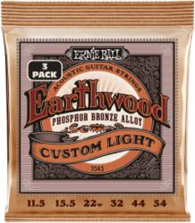  Ernie Ball EARTHWOOD PHOSPHOR BRONZE Custom LIGHT 11.5-54 3 Pack - jumbomusic