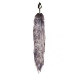 EasyToys Fox Tail Plug anal Rókafarok - Ezüst plüss farokkal