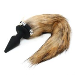 Rimba Silicone Butt Plug with Fox Tail - rezgős róka farok