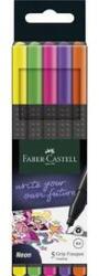 Faber-Castell Tűfilc készlet, 0, 4 mm, FABER-CASTELL "Grip", 5 különböző neon szín (tfc151603) - irodaszer
