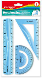 Keyroad Vonalzókészlet, 20 cm, flexibilis vonalzó, szögmérő, derékszög vonalzó, 3 db/bliszter Keyroad vegyes színek (38549) - printsisters