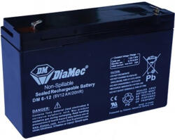 DIAMEC DM6-12 6V 12Ah zselés ólom akkumulátor gondozásmentes (DM6-12)