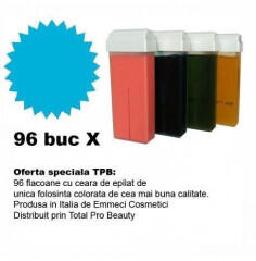 Emmeci Cosmetici Set 96 Rezerve Ceară Colorată - Epilare Profesională pentru Toate Tipurile de Piele