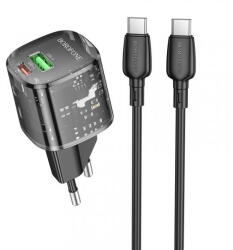 BOROFONE Incarcator Retea Cu Cablu USB-C Borofone BN17 Sunlight, 20W, 3A, 1 x USB-A - 1 x USB-C, Negru (inc/us/bor/bn/20/3a/1x/1x/ne)