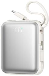 JOYROOM JR-PBF27 10000mAh 22.5W Powerbank beépített USB-C és Lightning kábelekkel - Fehér