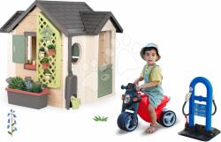 Smoby Set căsuță grădinarului cu babytaxiu sport cu sunete Garden House Life Smoby extensibilă cu pompă de benzină cu încărcare (SM810408-22) Casuta pentru copii