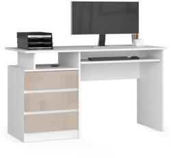 AKORD CLP 135 Modern Íróasztal Fehér-Cappuccino Magasfényű (AKO-SCHREIBCLP135WEICAPGLAPK) - prodis