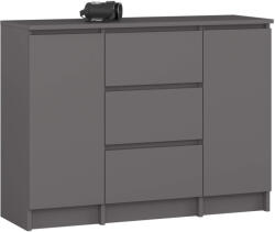 AKORD K100 Klasszikus Komód Laminált Grafit-Szürke 3 Fiókos (AKO-KOMMK1002D3SZGRAPK) - prodis