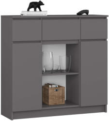 AKORD AKORD K100 Modern Komód Laminált Grafit-Szürke 6 Polcos (AKO-KOMMK1002D3SZ1PGRAPK)