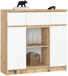 AKORD AKORD K100 Artisan Tölgy-Fehér Komód 3 Fiókkal és 2 Ajtóval (AKO-KOMMK1002D3SZ1PARTWEIPK)