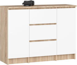AKORD AKORD K100 Sonoma Tölgy-Fehér Komód 2 Ajtóval és 3 Fiókkal (AKO-KOMMK1002D3SZSONWEIPK)