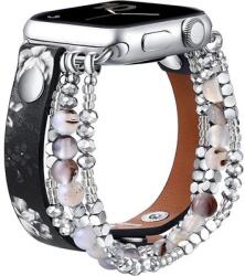 Mybandz 13459 apple watch gyöngyös bőróraszíj-fekete-virágmintás /40/41 és 42 mm (13459) - bevachip