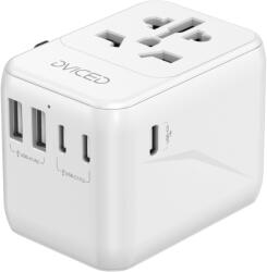Dviced - Univerzális Utazási Adapter 28W Gan - (EU/US/UK/AU) - Fehér