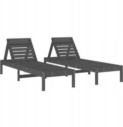 vidaXL Napozóágy, 2 db, szürke, 199, 5x60x74 cm, fenyőfa (825070)