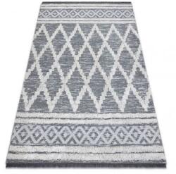 My carpet company kft Fonott sizal szőnyeg boho moroc gyémánt 22297 rojt - két szintű gyapjú szürke / krém, újrahasznosított szőnyeg 136x190 cm (D610)