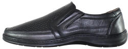 Nicolis Pantofi barbati, Nicolis, 200589-Negru, casual, piele naturala, perforati, cu talpa joasa, negru (Marime: 44)