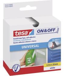 TESA On & Off Tesa öntapadós tépőzár, tépőzáras ragasztószalag 2500 mm x 20 mm fehér TESA On & Off 55225-02-00 (55225-02-00) (55225-02-00)