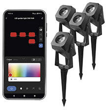 EMOS GoSmart leszúrható LED lámpa (4db) fekete ház (4x1.5W) RGBIC+CCT, IP65 (ZIW194R)