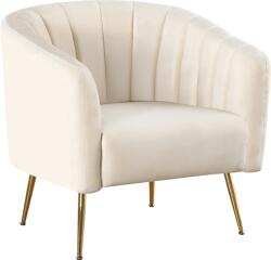TEMPO KONDELA Fotoliu de design, ţesătură Velvet bej/gold crom-auriu, BAGY